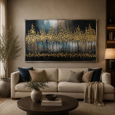 Art Maiora Quadro astratto su tela di cotone Notte Romantica 120x80 Colore: Oro