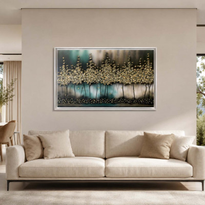 Art Maiora Quadro astratto su tela di cotone Notte Romantica 120x80 Colore: Verde/Oro