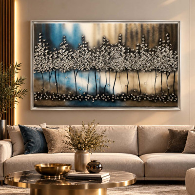 Art Maiora Quadro astratto su tela di cotone Notte Romantica 150x100 Colore: Argento