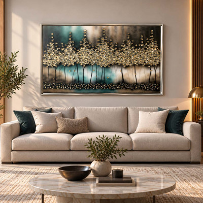 Art Maiora Quadro astratto su tela di cotone Notte Romantica 150x100 Colore: Verde/Oro