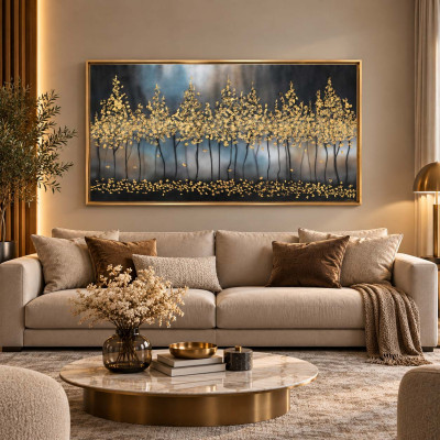 Art Maiora Quadro astratto su tela di cotone Notte Romantica 150x80 Colore: Oro