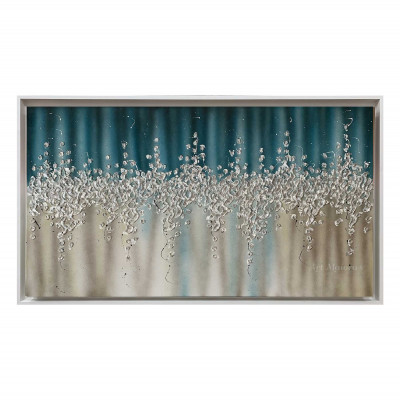 Art Maiora Quadro astratto su tela dipinto a mano Comete 130x70 Colore: Ottanio/Argento