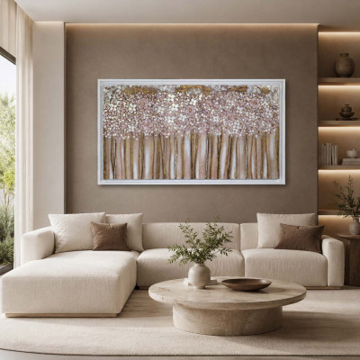 Art Maiora Quadro con fiori acrilico su tela Bouquet 150x100 Colore: Tortora/Rosa Antico