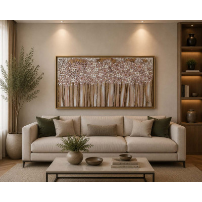 Art Maiora Quadro con fiori acrilico su tela Bouquet 150x80 Colore: Tortora/Rosa Antico