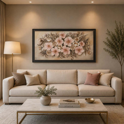 Art Maiora Quadro con fiori dipinto a mano Fiore in Fiore 130x70