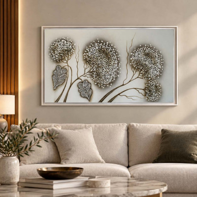 Art Maiora Quadro con fiori su tela Ortensie 110x65 Colore: Tortora