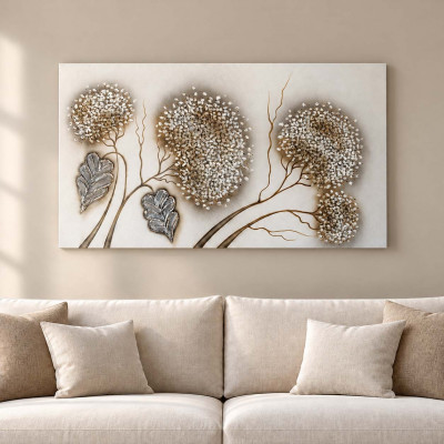 Art Maiora Quadro con fiori su tela Ortensie 150x100 Colore: Tortora/Grigio