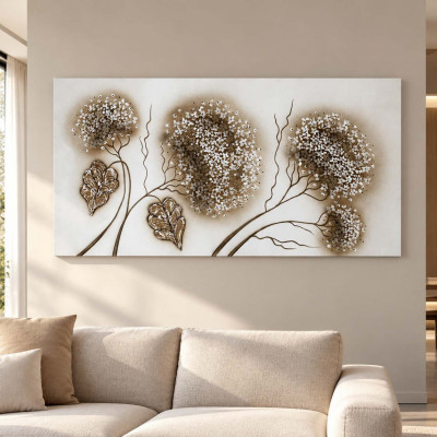 Art Maiora Quadro con fiori su tela Ortensie 150x100 Colore: Tortora/Nocciola
