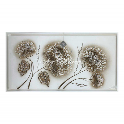 Art Maiora Quadro con fiori su tela Ortensie 150x80 Colore: Tortora/Nocciola