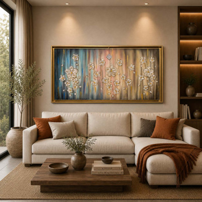 Art Maiora Quadro con fiorni su tela dipinta a mano Sogno Floreale 130x70