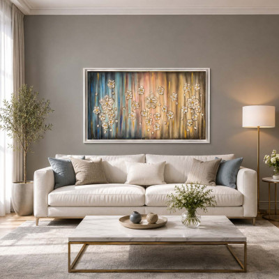 Art Maiora Quadro con fiorni su tela dipinta a mano Sogno Floreale 150x80