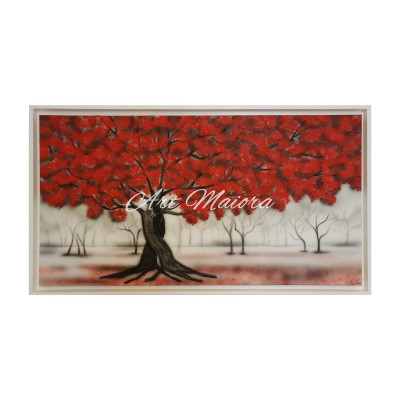 Art Maiora - Quadro con paesaggio dipinto a mano su tela di cotone "Intreccio Rosso" 130x70 - Colore: Rosso - SKU: INTR-M-R