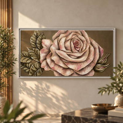 Art Maiora Quadro con tema floreale dipinto a mano su tela Gelosia 130x70