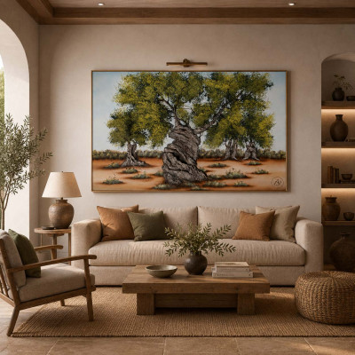 Art Maiora Quadro contemporaneo acrilico su tela Ulivi Secolari 150x100 Colore: Multicolore