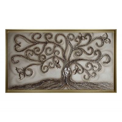 Art Maiora - Quadro dipinto a mano su tela "Albero Della Vita" 130x70 - Colore: Nocciola - SKU: ABV-M-NOC