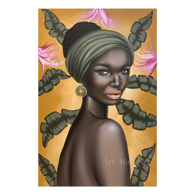 Art Maiora Quadro figurativo dipinto a mano su tela Akanke Tropical 100x150