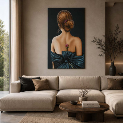 Art Maiora Quadro figurativo moderno Scent of a Woman 100x150 fiori in rilievo Colore: Ottanio