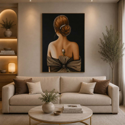 Art Maiora Quadro figurativo moderno Scent of a Woman 80x120 fiori in rilievo Colore: Marrone