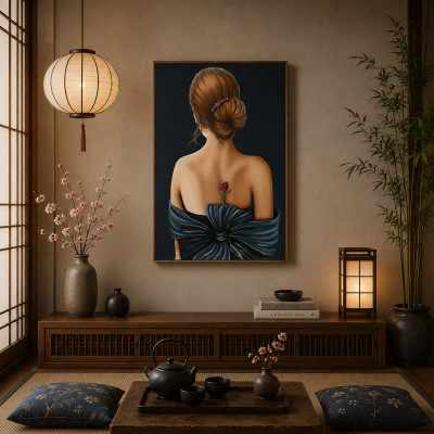 Art Maiora Quadro figurativo moderno Scent of a Woman 80x120 fiori in rilievo Colore: Ottanio