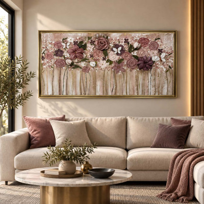 Art Maiora Quadro floreale con pittura materica Colore in Fiore 130x70