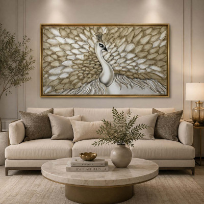 Art Maiora Quadro moderno acrilico su tela Vanity 130x70 Colore: Panna/Oro