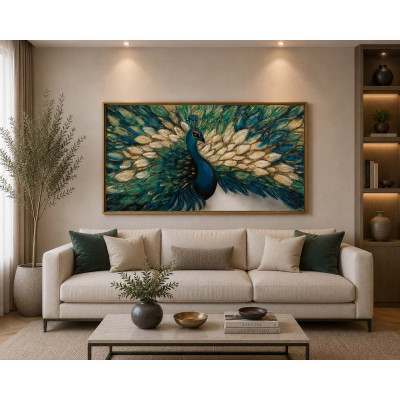 Art Maiora Quadro moderno acrilico su tela Vanity 150x80 Colore: Blu/Oro