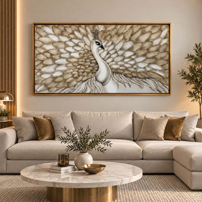 Art Maiora Quadro moderno acrilico su tela Vanity 150x80 Colore: Panna/Oro