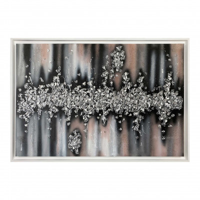 Art Maiora - Quadro moderno astratto dipinto a mano su tela "Battito" 120x80 - Colore: Argento - SKU: BTT-G-S