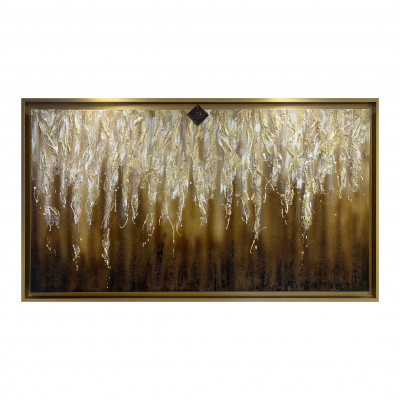 Art Maiora - Quadro moderno astratto dipinto a mano su tela di cotone "Splendore" 130x70 - Colore: Marrone - SKU: SPLG-M-BW