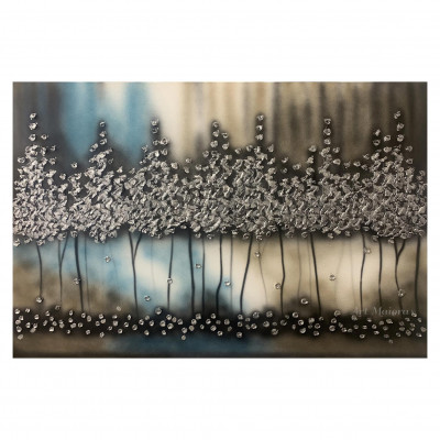 Art Maiora - Quadro moderno astratto dipinto a mano su tela "Notte Romantica" 120x80 - Colore: Argento - SKU: NRO-G-S