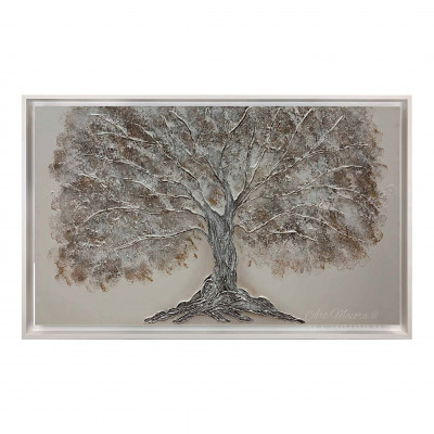 Art Maiora - Quadro moderno con natura dipinto su tela "Quercia Bianca" 130x70 - Colore: Bianco - SKU: QRC-M-B