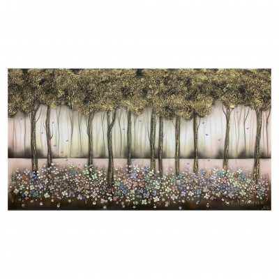 Art Maiora - Quadro moderno con paesaggio boschivo dipinto a mano su tela "Confetti" 130x70 - SKU: CNFT-M-TZ