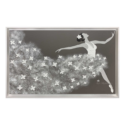 Art Maiora - Quadro moderno dipinto a mano su tela "Ballerina" 120x80 - Colore: Grigio Tortora - SKU: BLR-G-TG