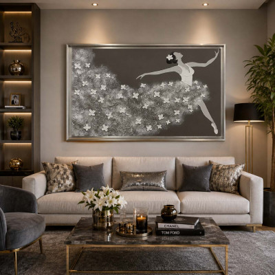 Art Maiora Quadro moderno dipinto a mano su tela Ballerina 120x80 Colore: Tortora/Grigio