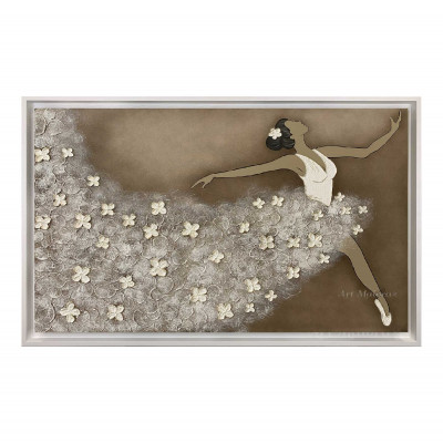 Art Maiora Quadro moderno dipinto a mano su tela Ballerina 120x80 Colore: Tortora/Oro
