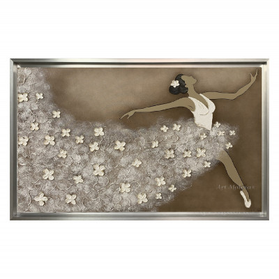 Art Maiora - Quadro moderno dipinto a mano su tela "Ballerina" 120x80 - Colore: Tortora - SKU: BLR-G-TCO