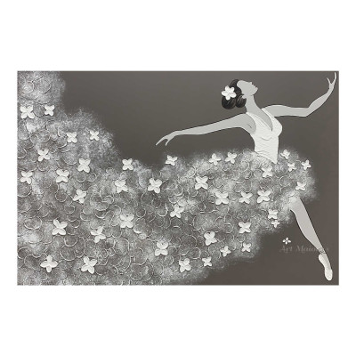 Art Maiora Quadro moderno dipinto a mano su tela Ballerina 150x100 Colore: Tortora/Grigio