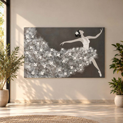 Art Maiora Quadro moderno dipinto a mano su tela Ballerina 150x100 Colore: Tortora/Grigio