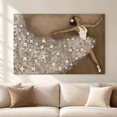 Art Maiora Quadro moderno dipinto a mano su tela Ballerina 150x100 Colore: Tortora/Oro