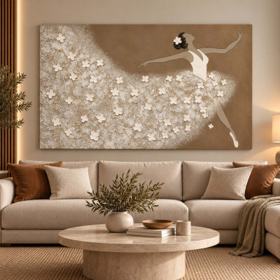 Art Maiora Quadro moderno dipinto a mano su tela Ballerina 150x100 Colore: Tortora