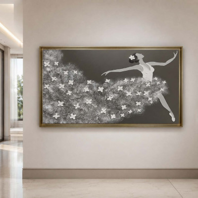 Art Maiora Quadro moderno dipinto a mano su tela Ballerina 150x80 Colore: Tortora/Grigio
