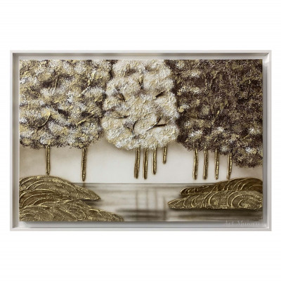 Art Maiora - Quadro moderno dipinto a mano su tela con paesaggio "Foresta Oro" 120x80 - SKU: FORO-G-X