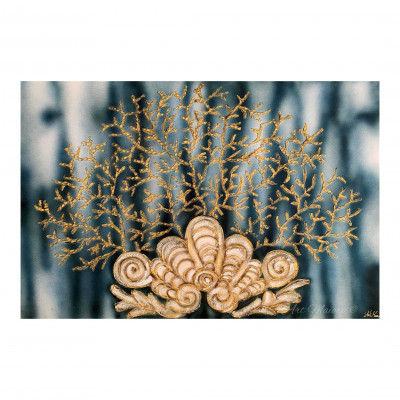 Art Maiora - Quadro moderno dipinto a mano su tela "Corallo con Conchiglia" 120x80 - SKU: CCCG-G-TZ