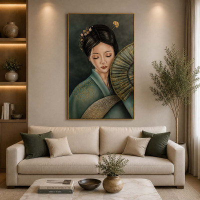 Art Maiora Quadro moderno dipinto a mano su tela di cotone Nami 100x150 Colore: Verde