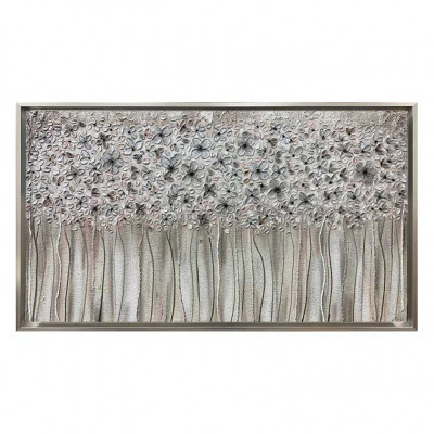 Art Maiora - Quadro moderno dipinto a mano su tela in cotone "Bouquet" 130x70 - Colore: Argento - SKU: BQT-M-S