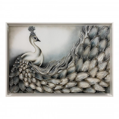 Art Maiora - Quadro moderno dipinto a mano su tela in cotone "Narciso" 120x80 - Colore: Argento - SKU: NRS-G-PA