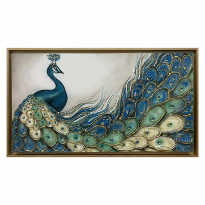 Art Maiora - Quadro moderno dipinto a mano su tela in cotone "Narciso" 130x70 - Colore: Celeste - SKU: NRS-M-VOV