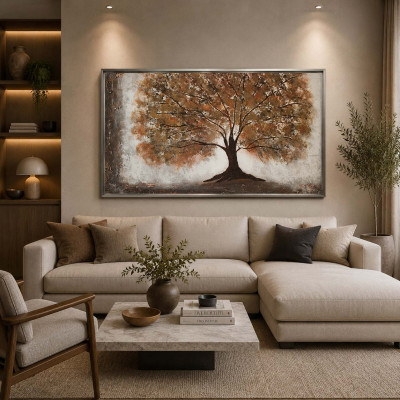 Art Maiora Quadro moderno dipinto su tela Quercia 130x70 Colore: Marrone