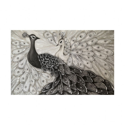Art Maiora - Quadro moderno figurativo dipinto a mano su tela di cotone "Gioiel" 120x80 - Colore: Bianco/Nero - SKU: GIOL-G-BN