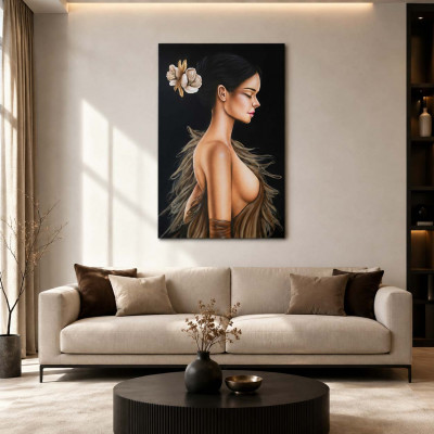 Art Maiora Quadro moderno figurativo Sogno di Veli 80x120 con fiori materici Colore: Marrone